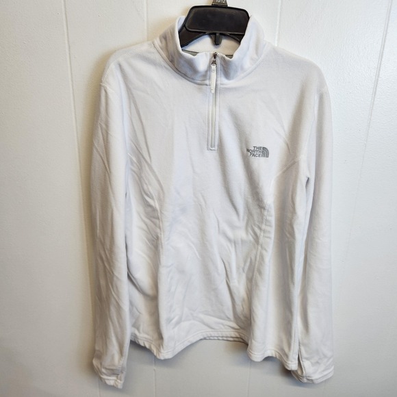 The North Face Tops - North Face Pullover Womens Large White Fleece Half Zip ALJ0 Lightweight Outdoors